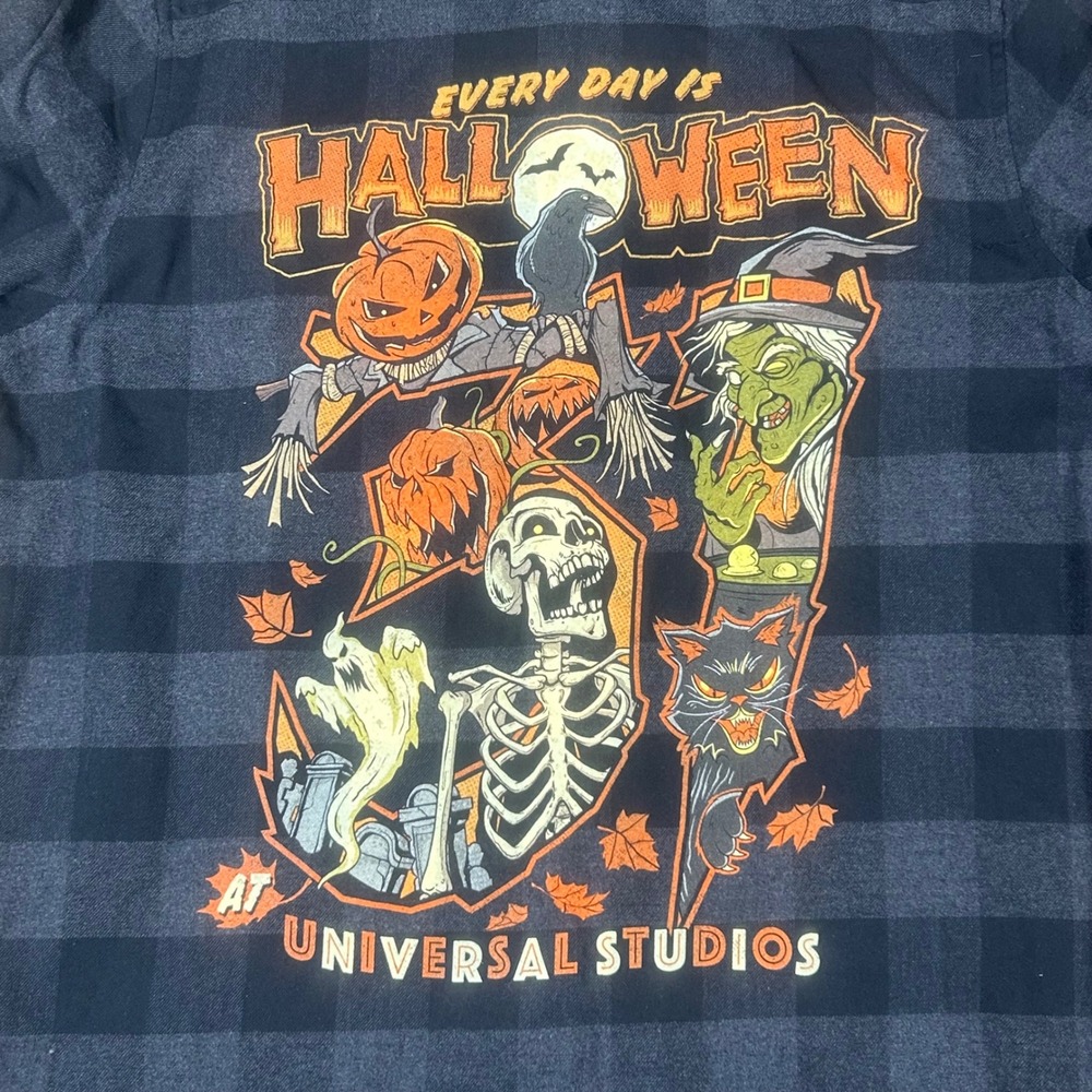 Universal Studios Halloween Horror Nights 2022 Flannel Shirt Mens Large Black - Picture 7 of 8